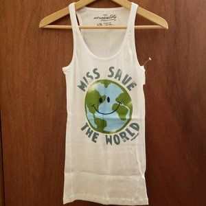 Aeropostale Miss Save The World Tank Top Size Large